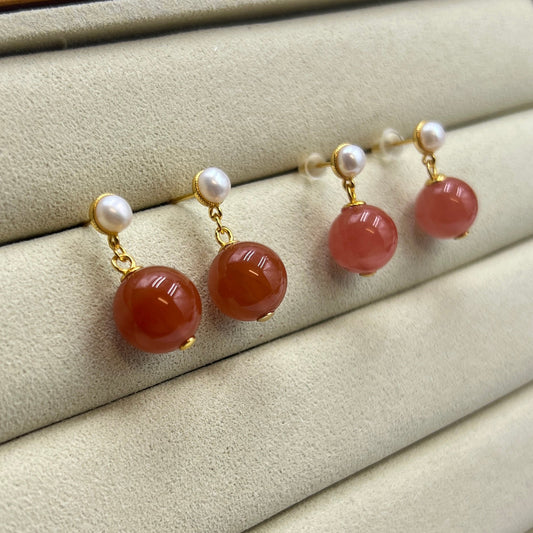 Pearl South sea Agate Earrings s925