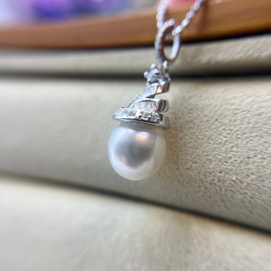 Stunning Australian White Necklace 9-10mm s925