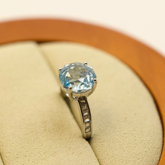Blue Topaz Rose cute ring s925