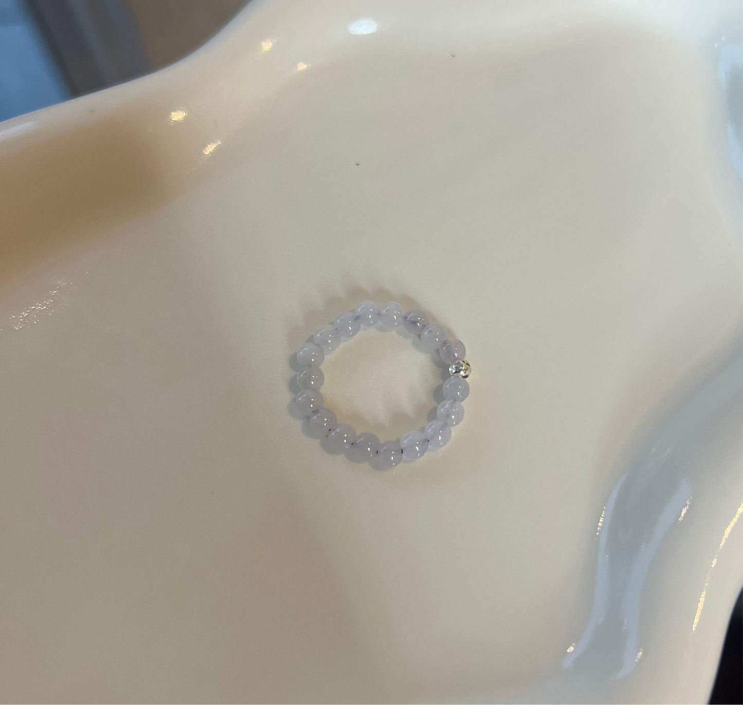 Light Lavender purple jade ring with s925 spacer