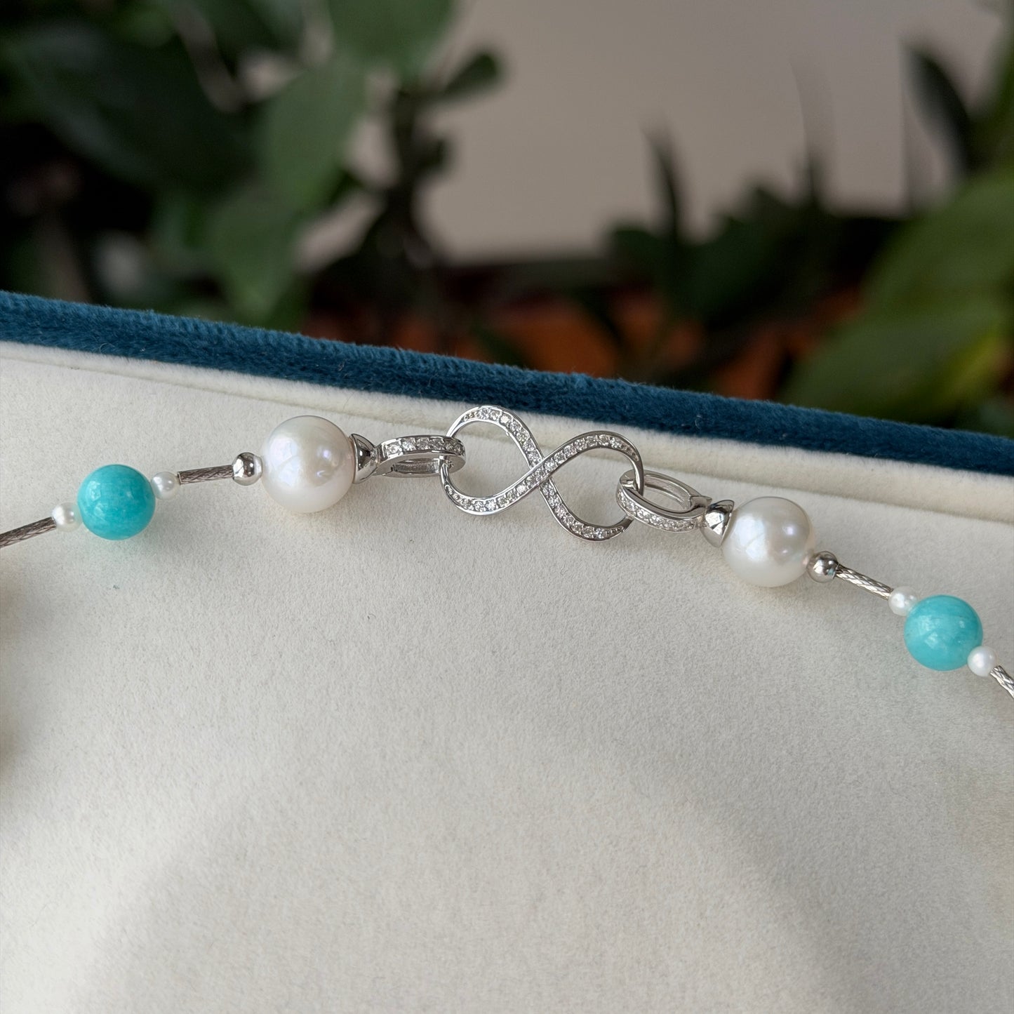 【Tiffany Bay】Amazonite Edison Pearl Turquoise Necklace s925
