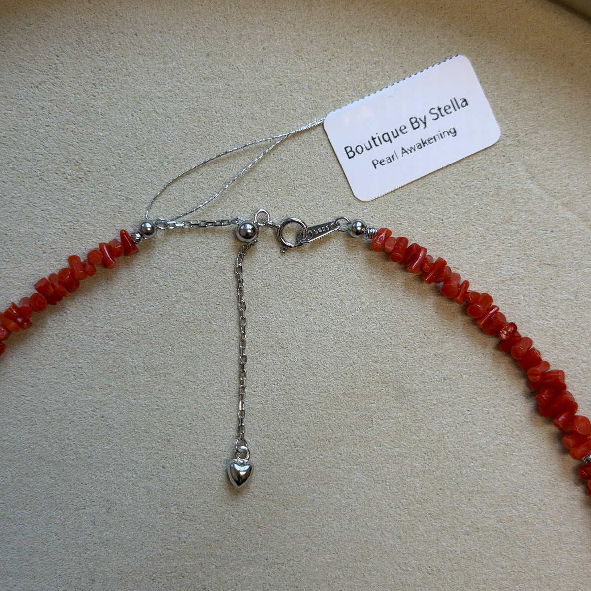 Red coral necklace s925