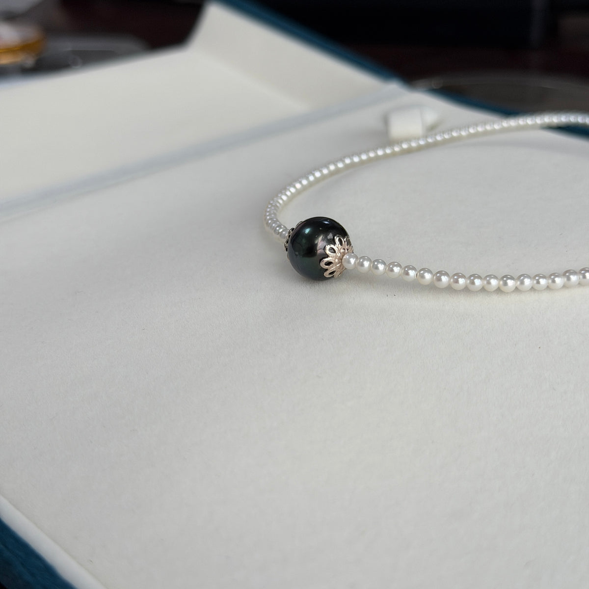 11mm Black Tahitian Pearl Green Luster lulu necklace s925