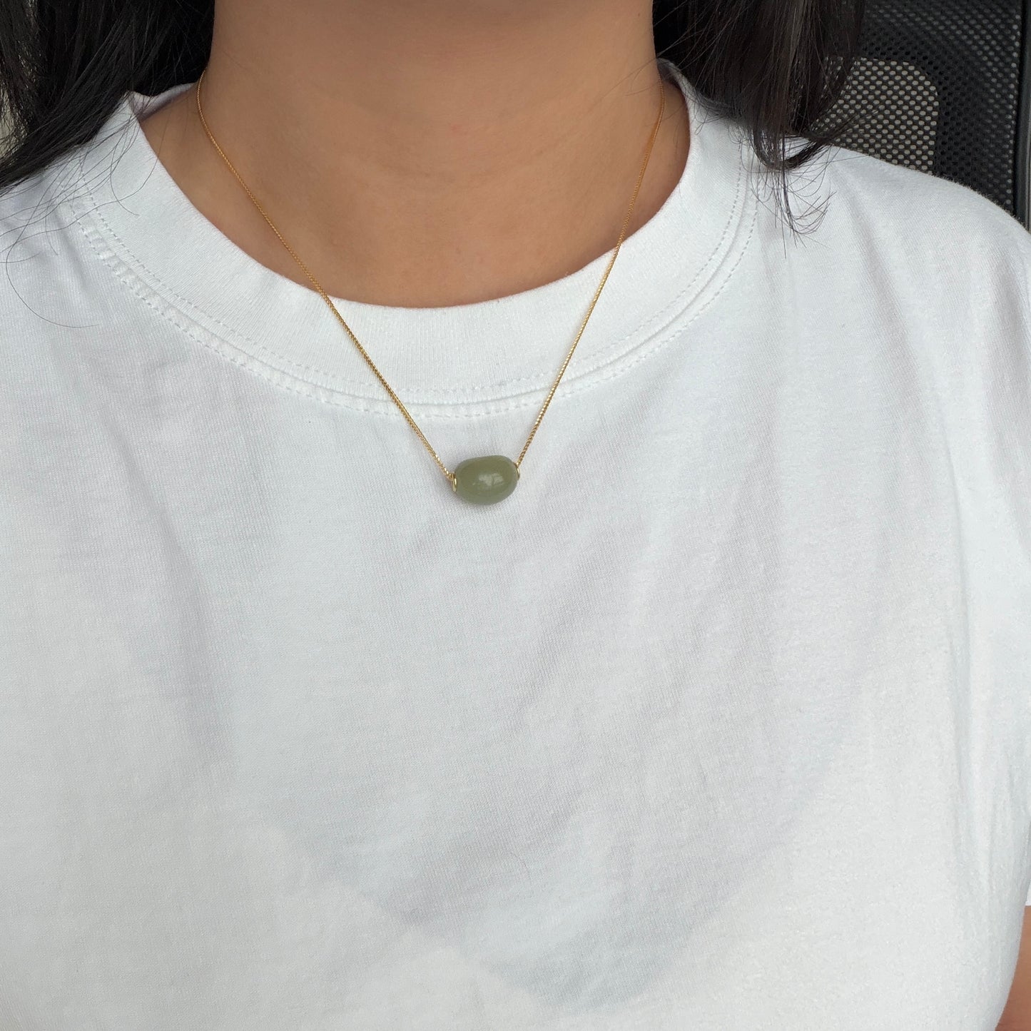 Hetian Jade Bean Pendant lulu style s925