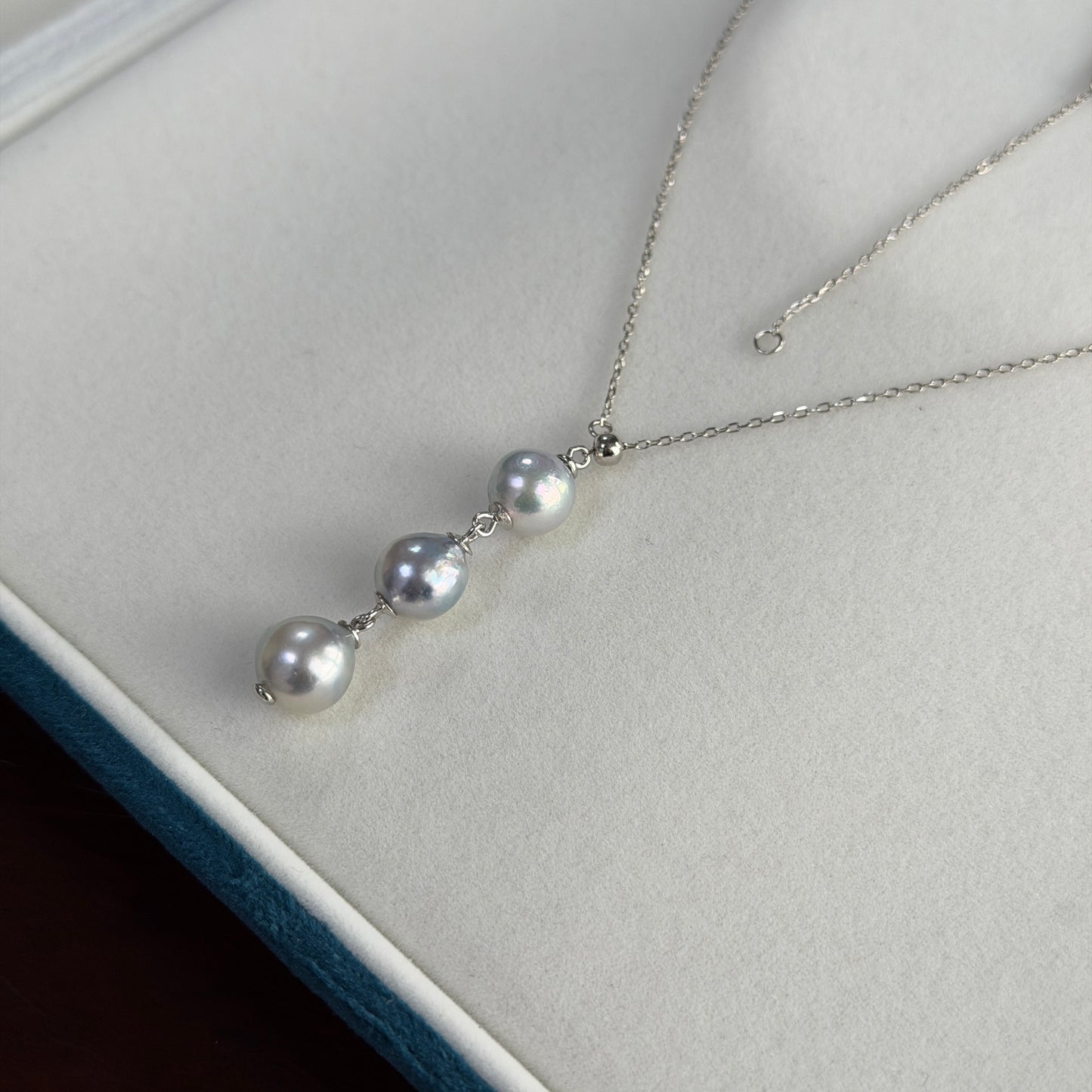 Elegant Y shape 8-9mm Akoya Madama silver blue color Baroque pearl s925