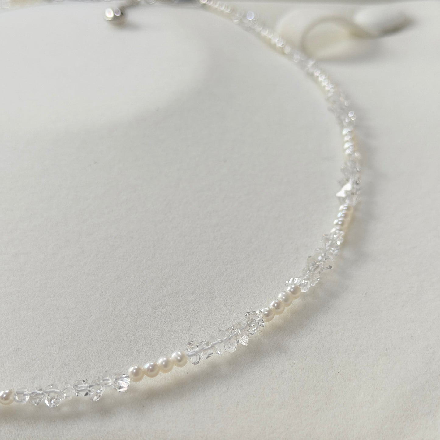 White Wedding Dress crystal freshwater keshi pearl necklace s925