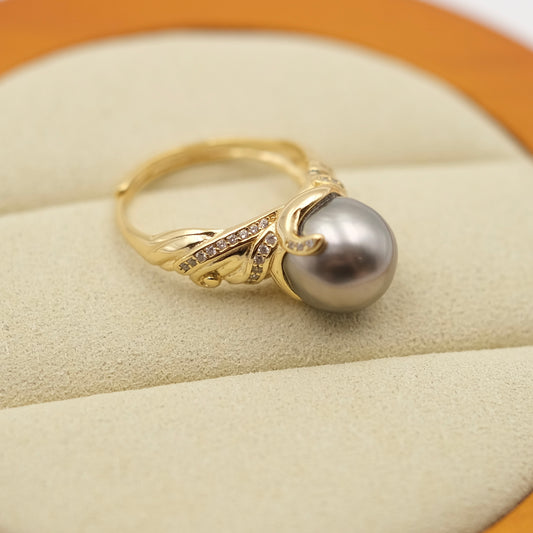 Platinum Gray Black Tahitian Unique setting s925