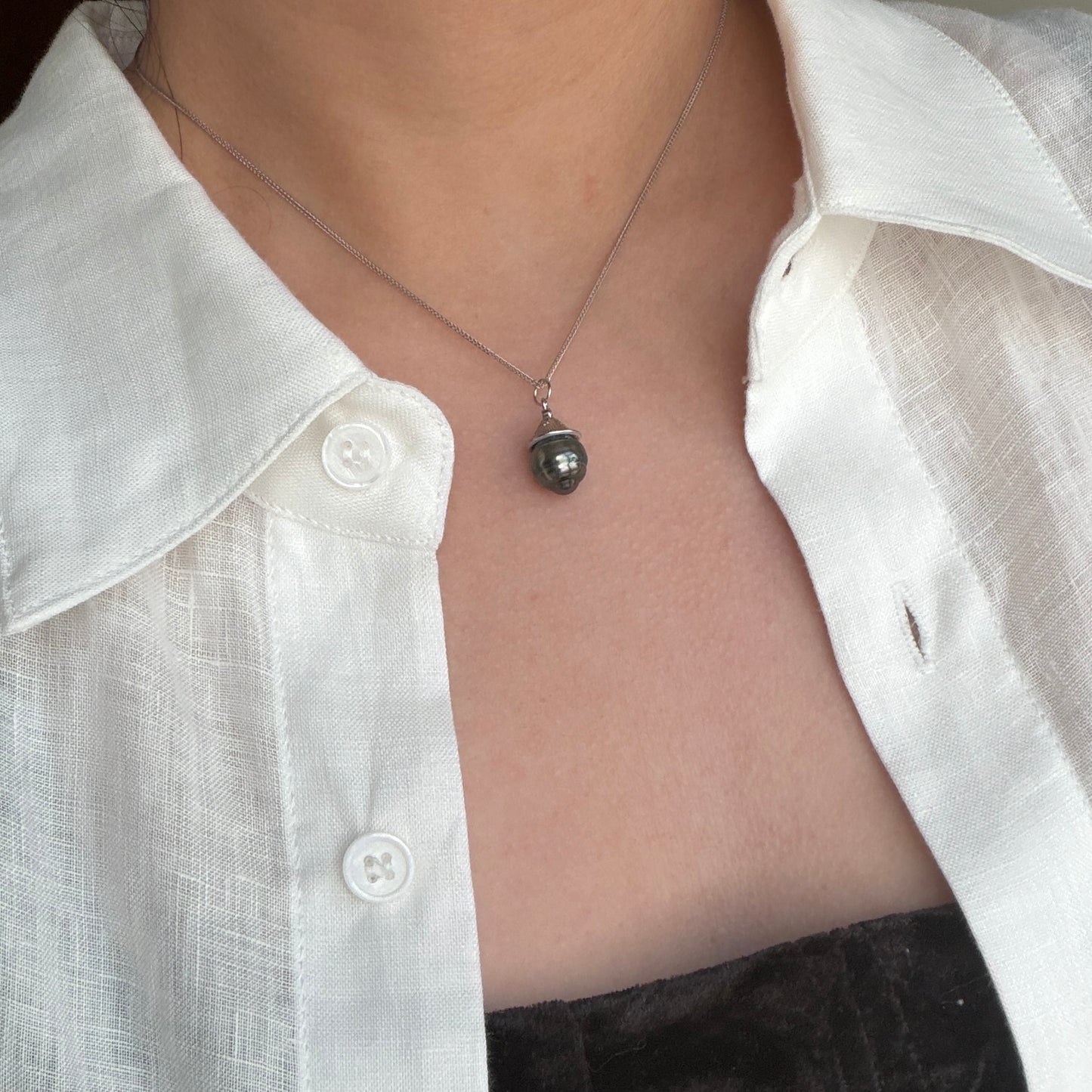 Super deal Beehive Baroque Black Tahitian Pearl necklace s925