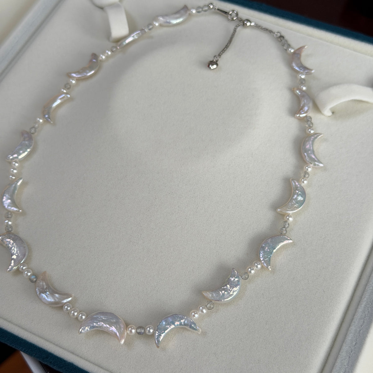 Moon princess Moonstone pearl necklace s925