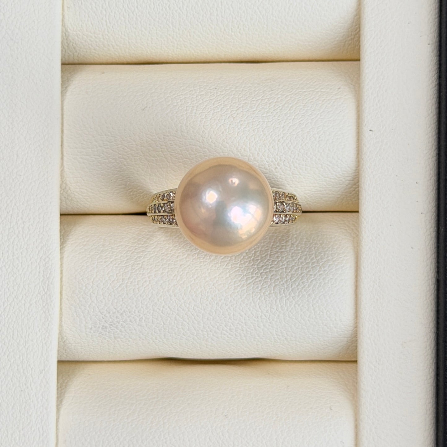 Champagne Golden Freshwater pearl ring 12.3mm s925