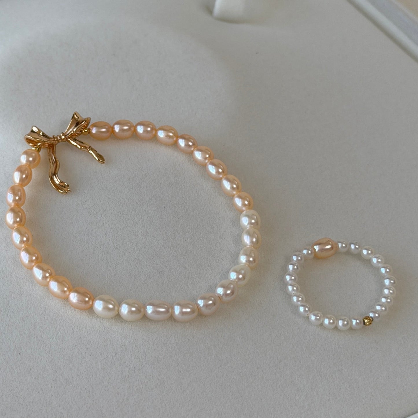 Deal Bow tie freshwater pearl ring set s925