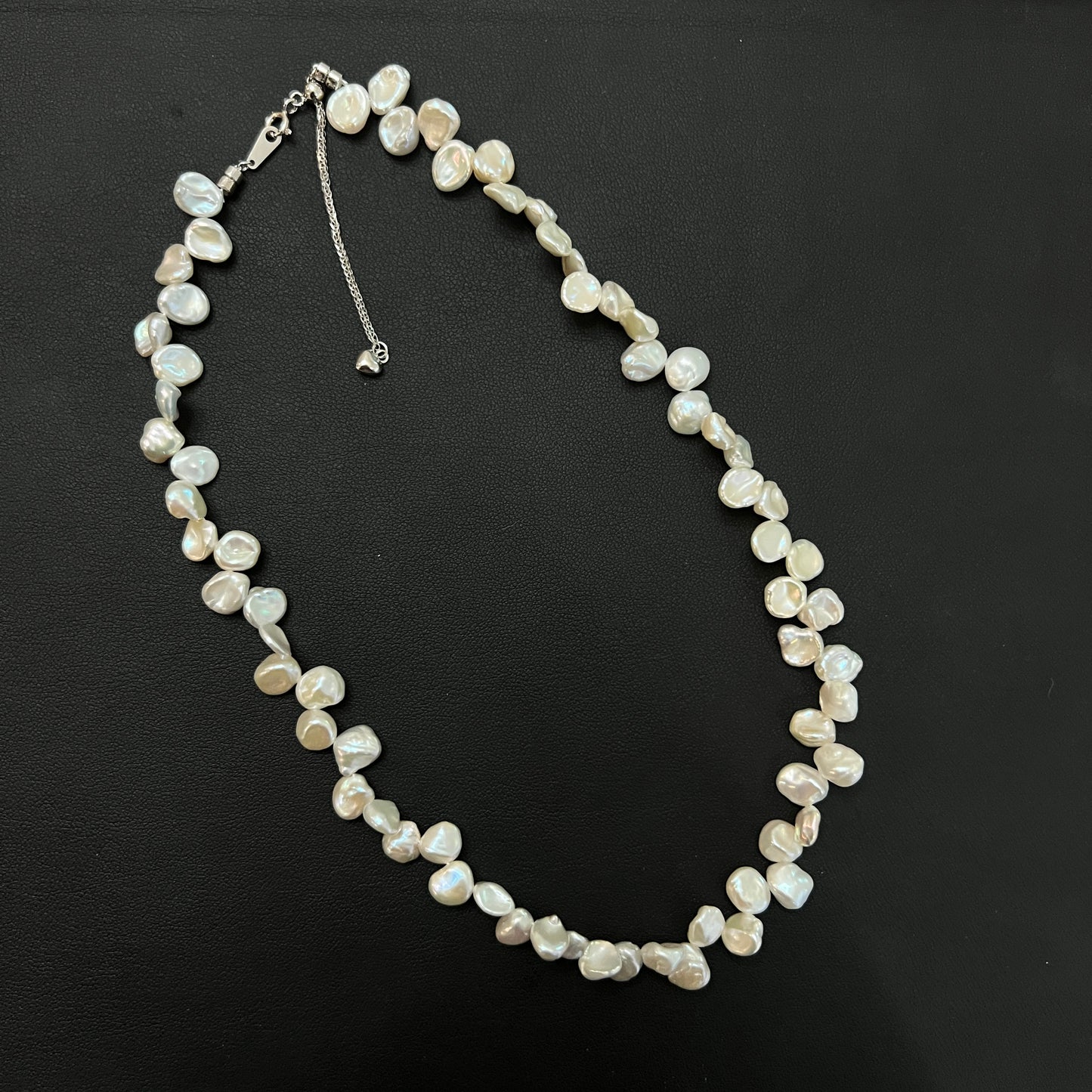 Small Flower Petals freshwater pearl Necklace s925 clasp 16-17.5in