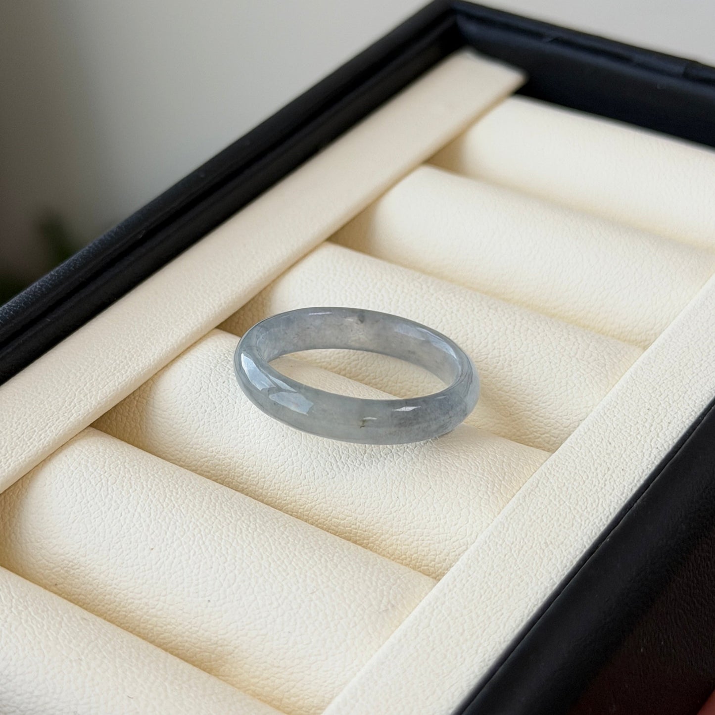 Wuji Dark Chicken Jade ring Icy size 8.5-9 4.5mm wide