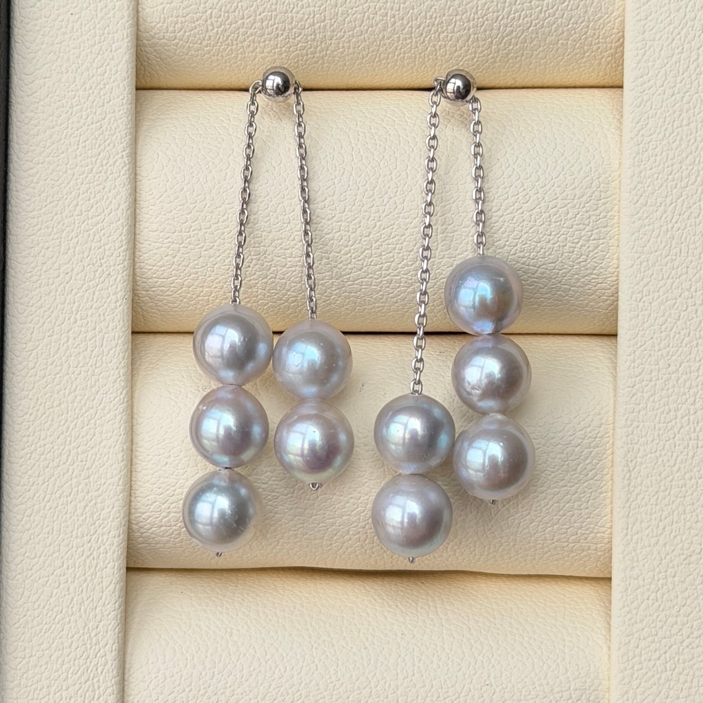 Versatile 6.5-7mm Madama color Akoya Pearl dainty earrings s925
