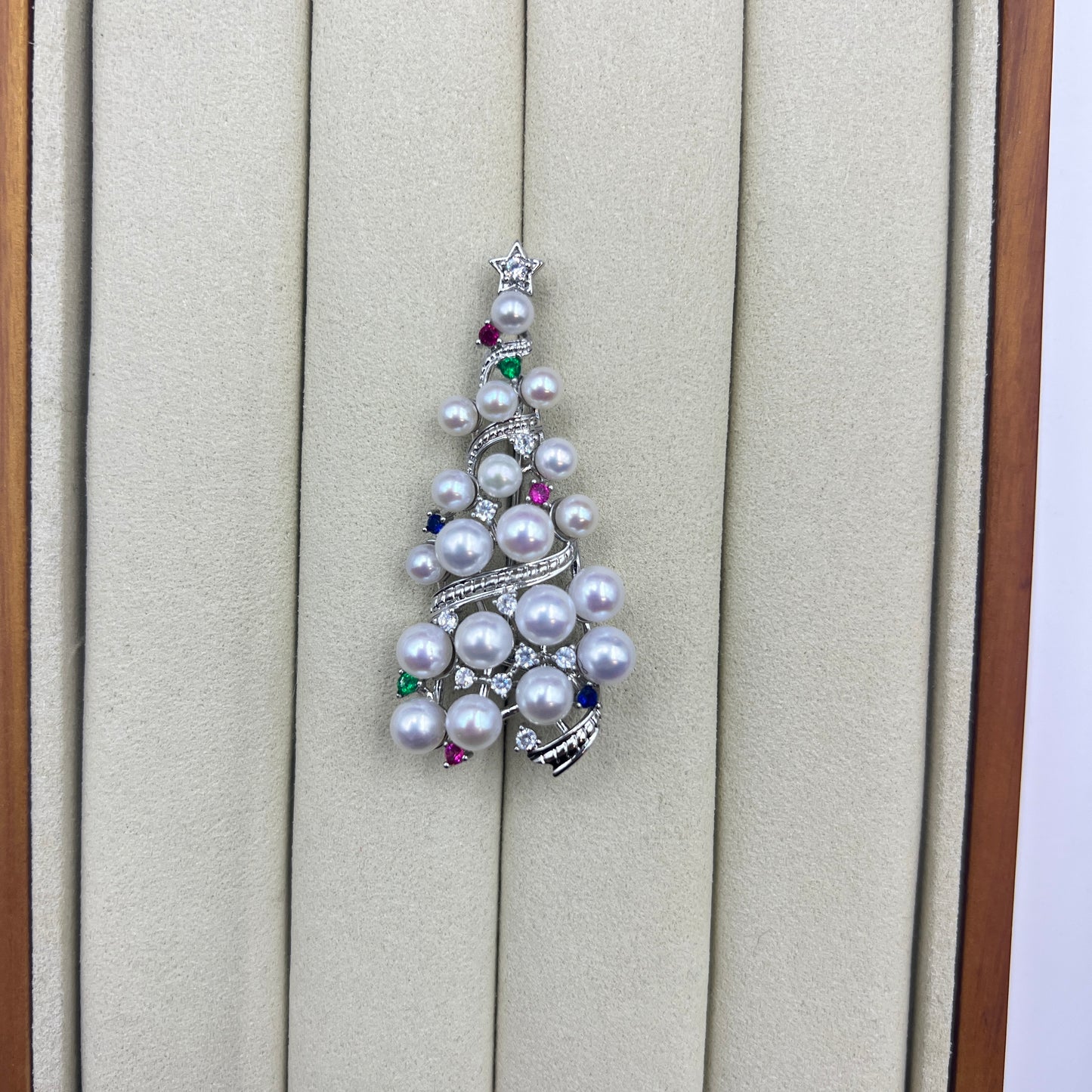 Christmas Tree Pearl Brooch