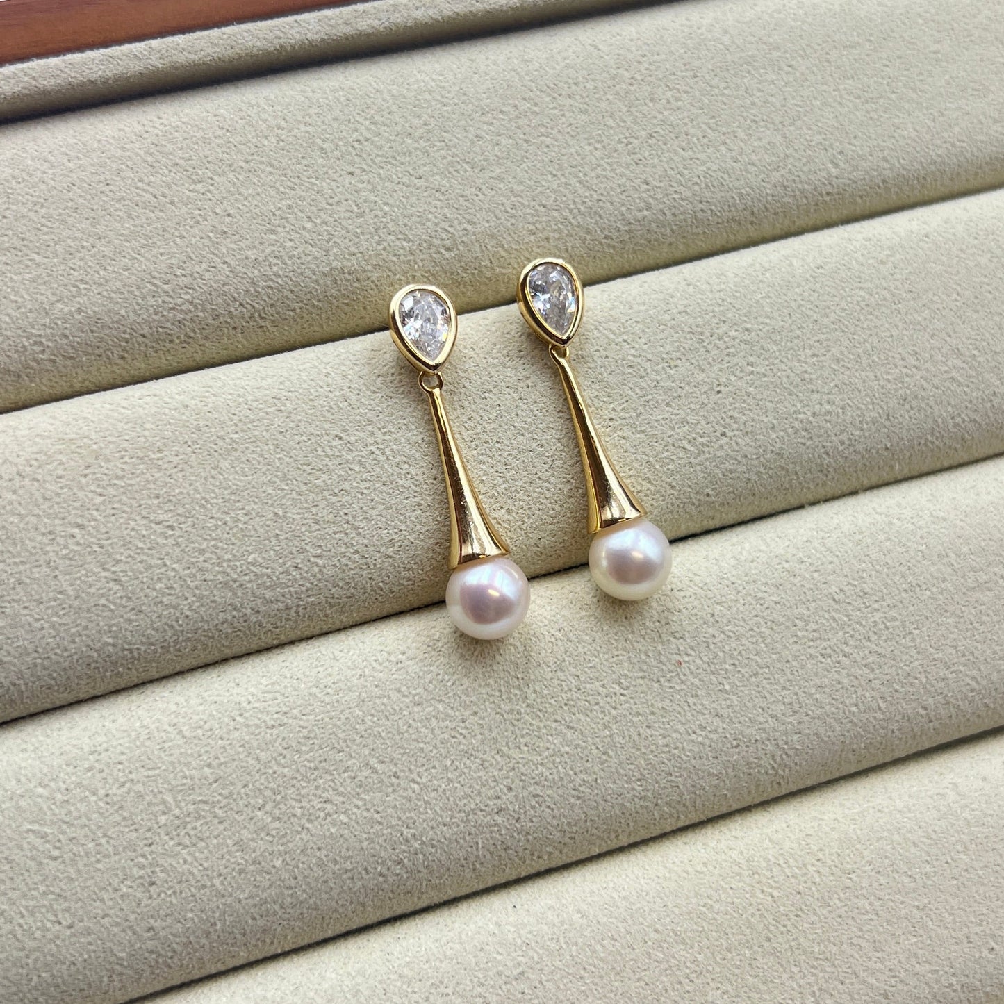 Akoya Pearl Pinky tone Drop Earring