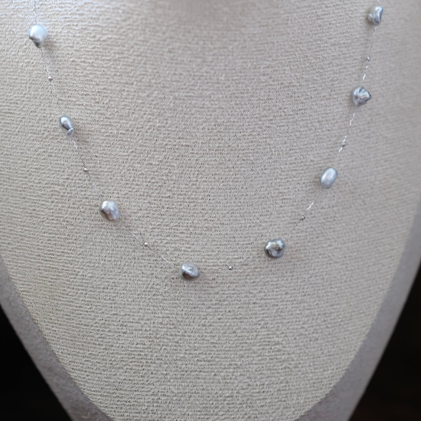 Luxury Black Tahitian Seawater keshi pearl 18k white gold starry night Necklace