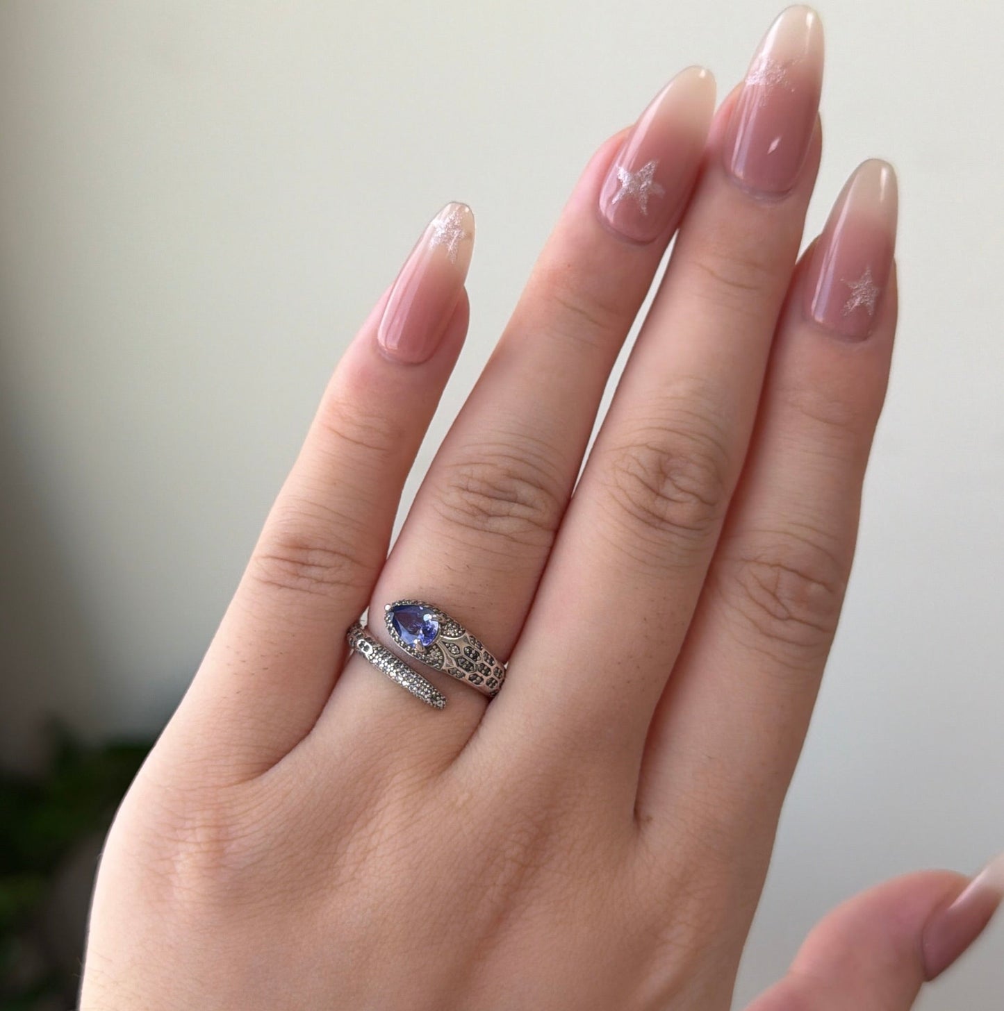 Snake Cornflower Blue Sapphire ring s925