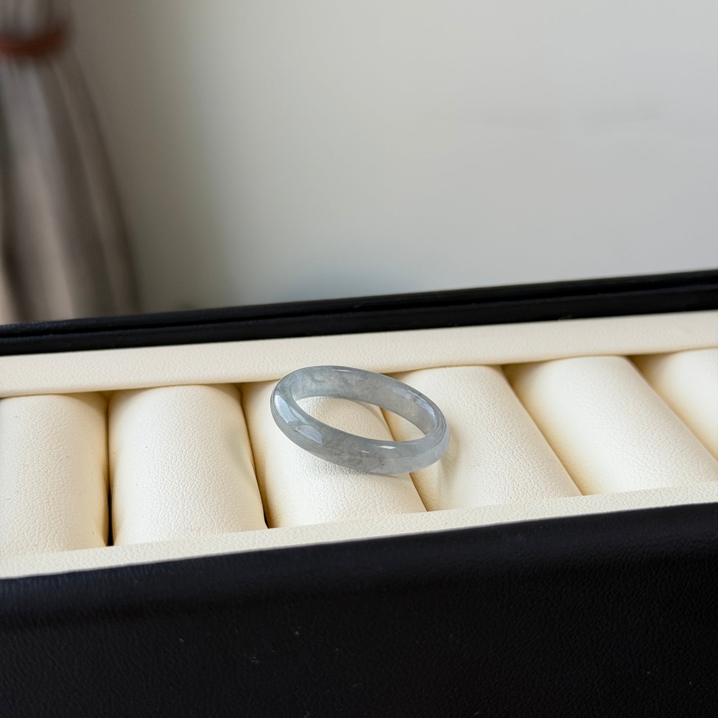 Wuji Dark Chicken Jade ring Icy size 8.5-9 4.5mm wide