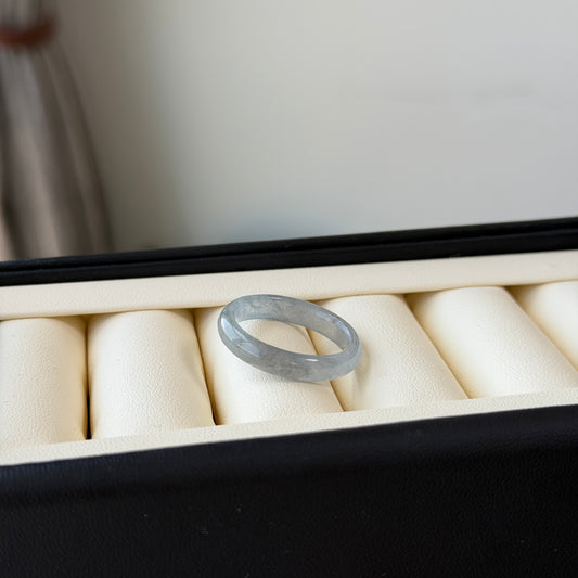 Wuji Dark Chicken Jade ring Icy size 8.5-9 4.5mm wide