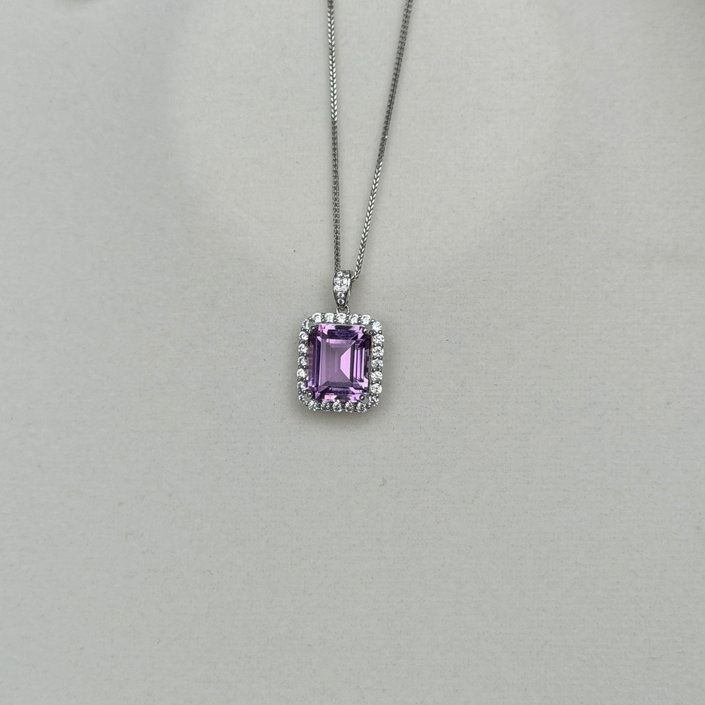 10*12mm 5ct Top clarity Amethyst luxury necklace s925 cz stone