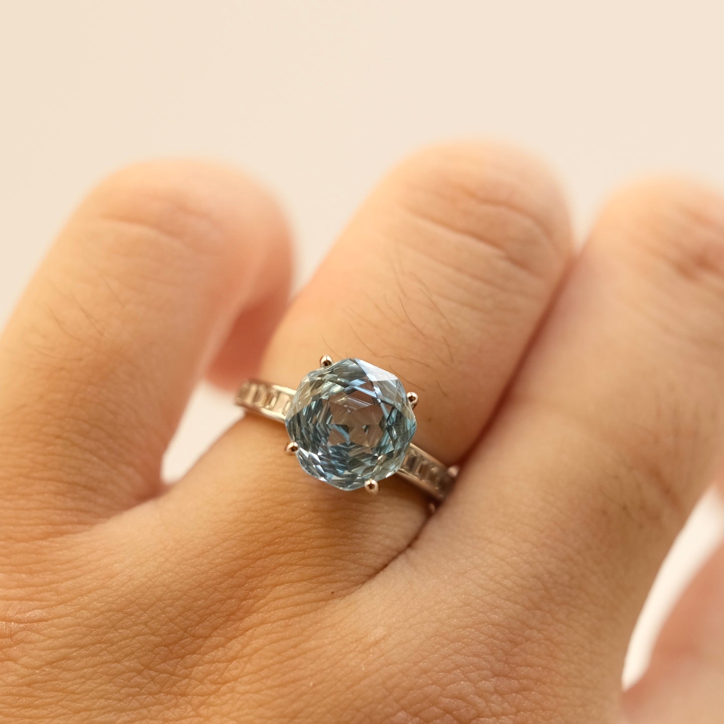 Blue Topaz Rose cute ring s925