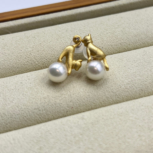 Kitty Akoya Pearl Earring Stud s925 matte finish