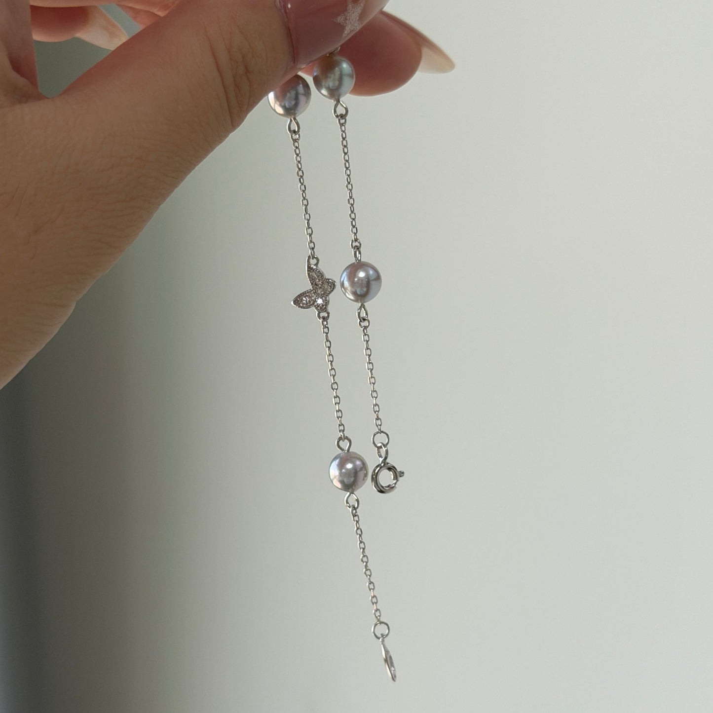 Akoya pearl Madama color dainty butterfly bracelet s925