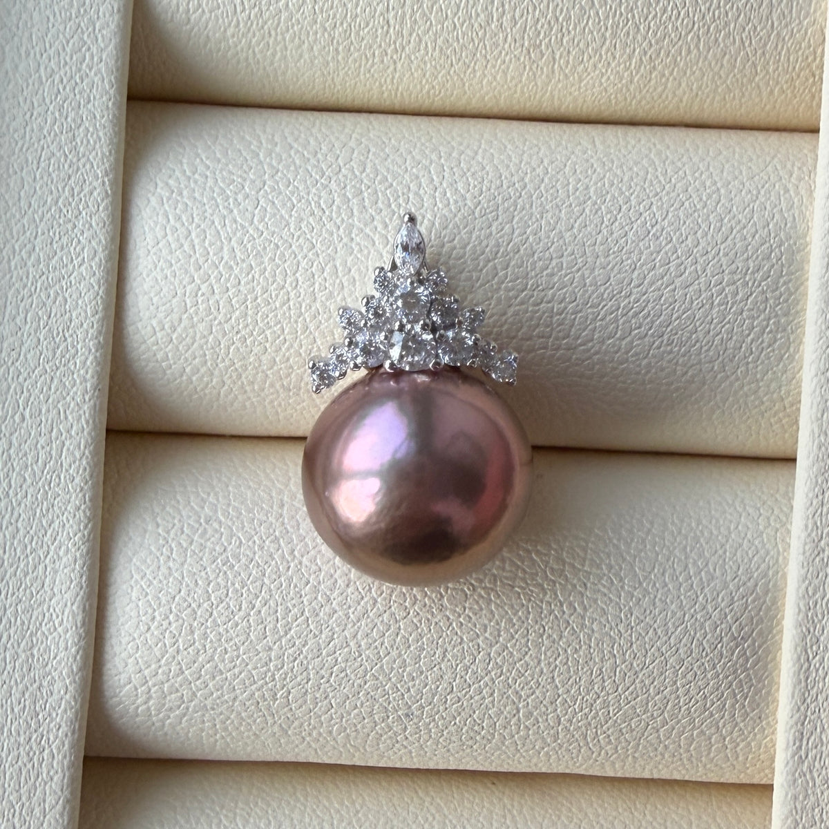 12.8mm huge edison pearl Copper brown pinky purple necklace s925