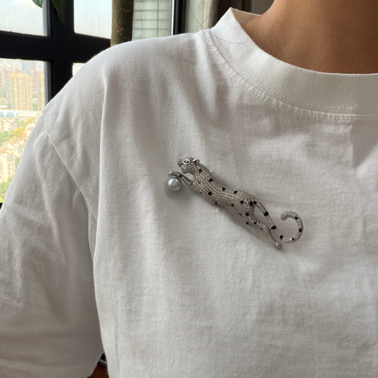 8-9mm Akoya Madama color Leopard Brooch Alloy