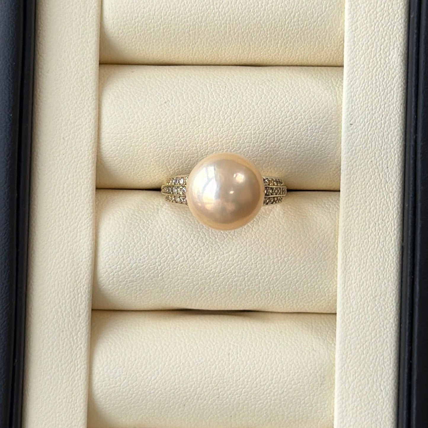 Champagne Golden Freshwater pearl ring 12.3mm s925