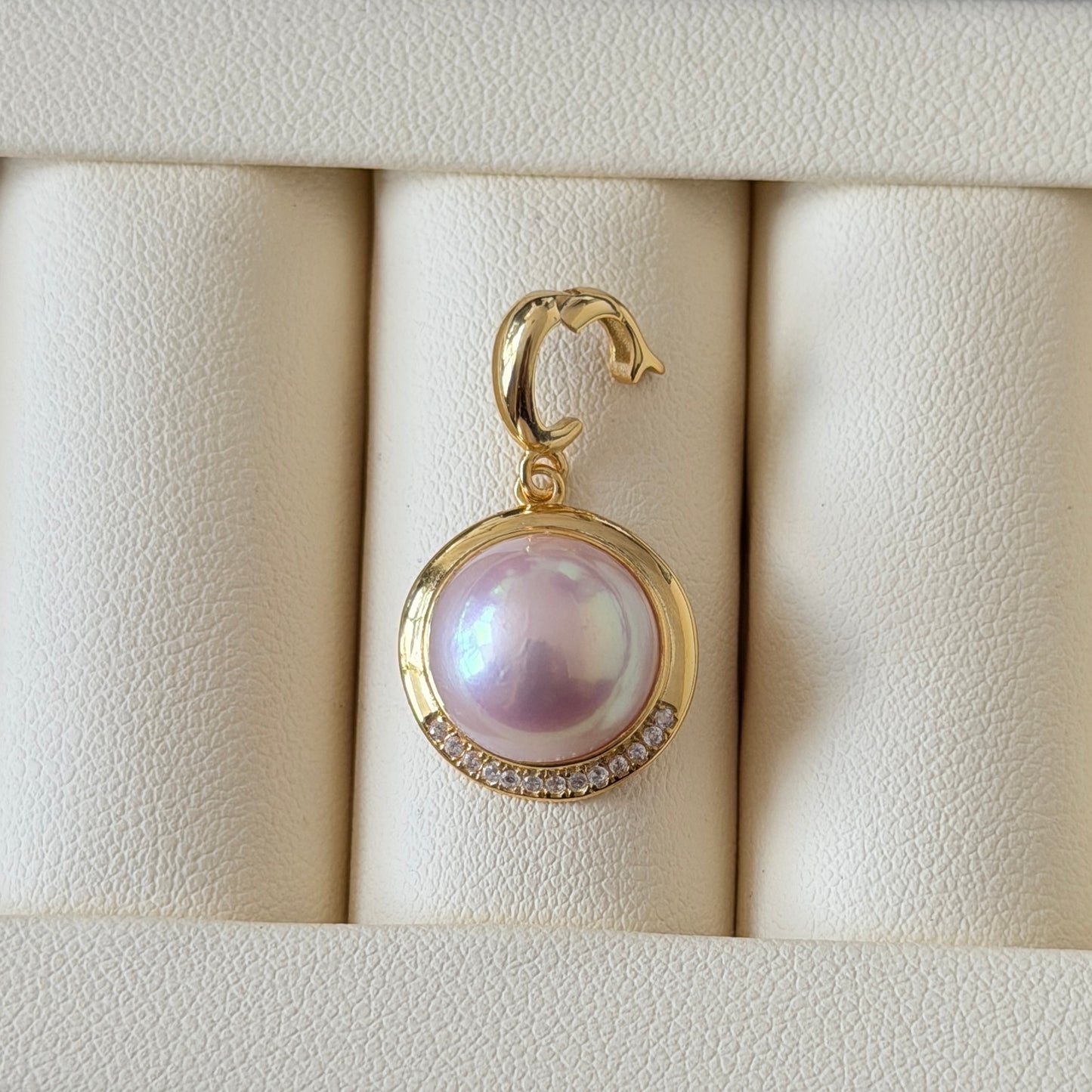 Pinky bubble Freshwater Mabe Detachable pendant ONLY s925 Mabe size 11.5mm Pendant size 15mm