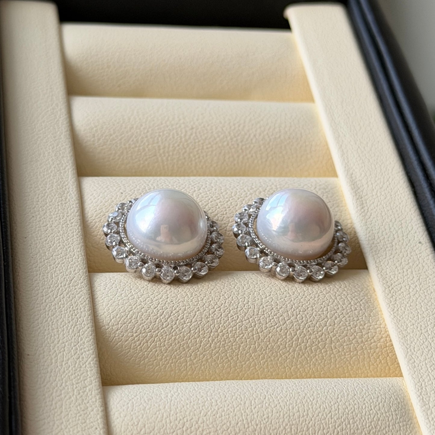 Luxury Sunflower Edison pearl earring studs 11-12mm s925