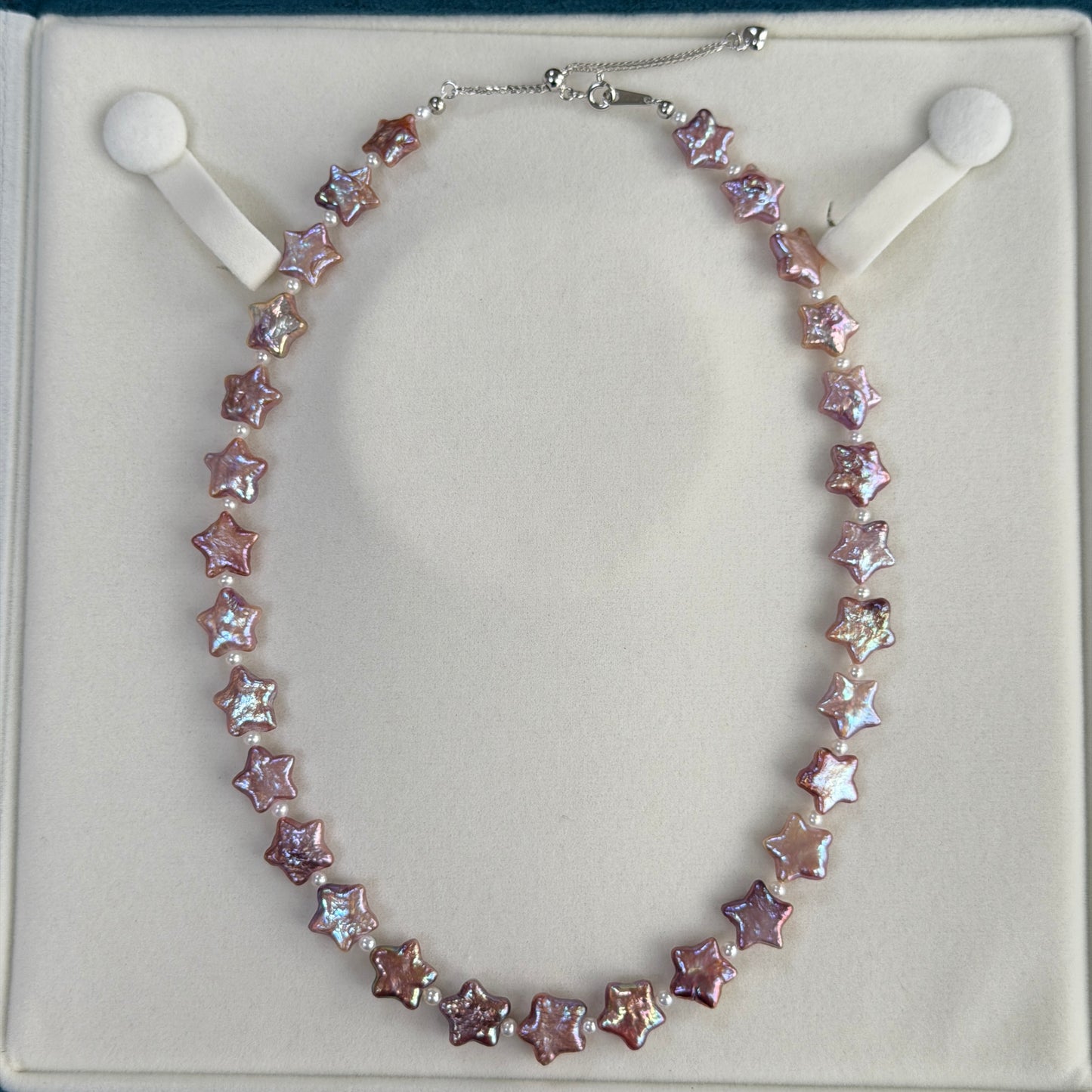 Metallic Purple Star Pearl necklace full strand s925