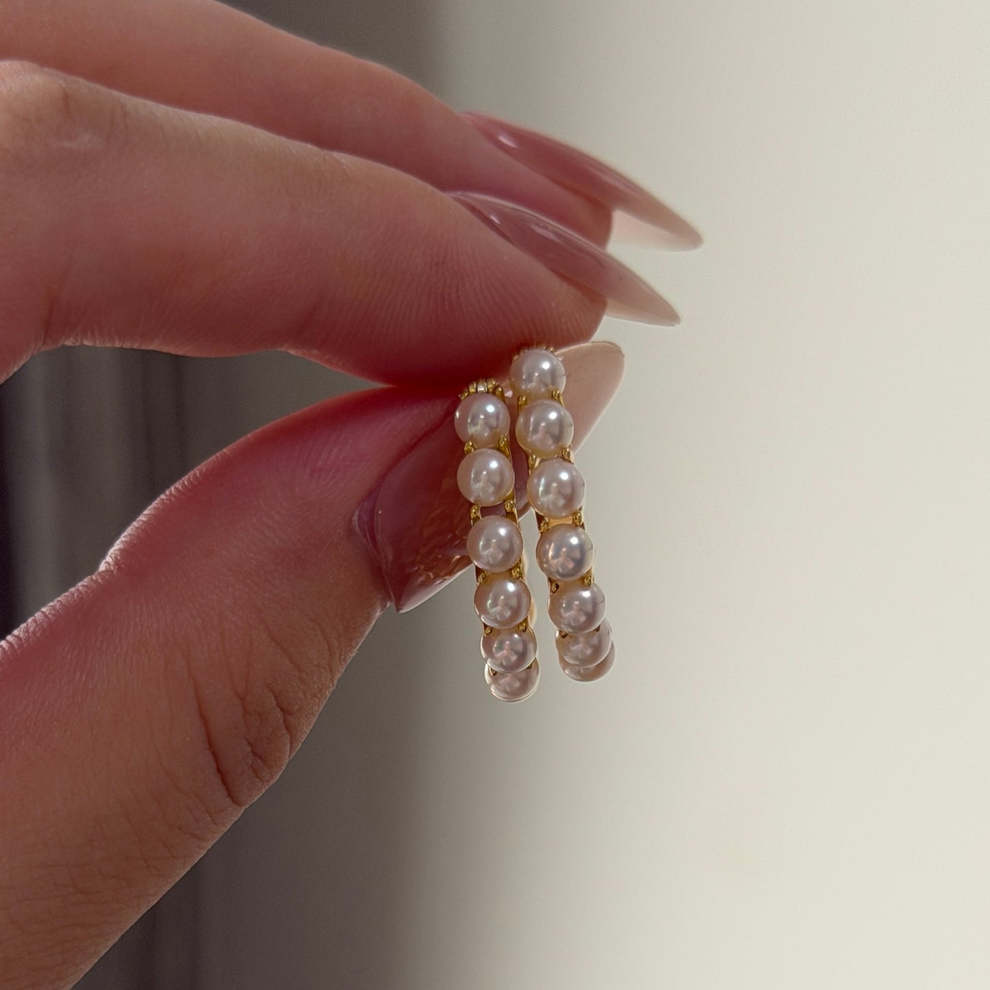 3.5-4mm freshwater pearl hoop earrings s925