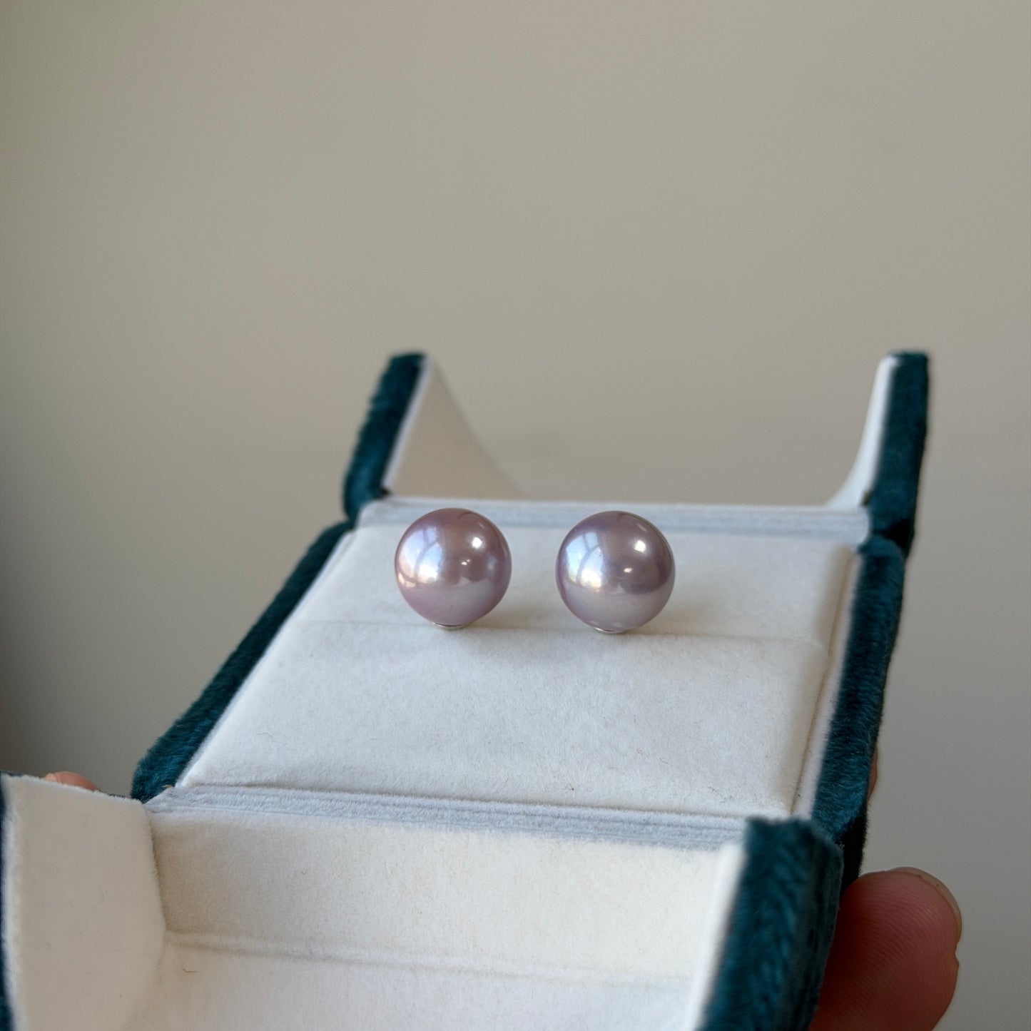 Deal 12.3mm Elegant lavender light purple pearl earrings stud s925
