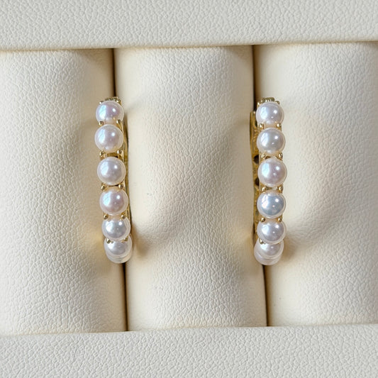 3.5-4mm freshwater pearl hoop earrings s925
