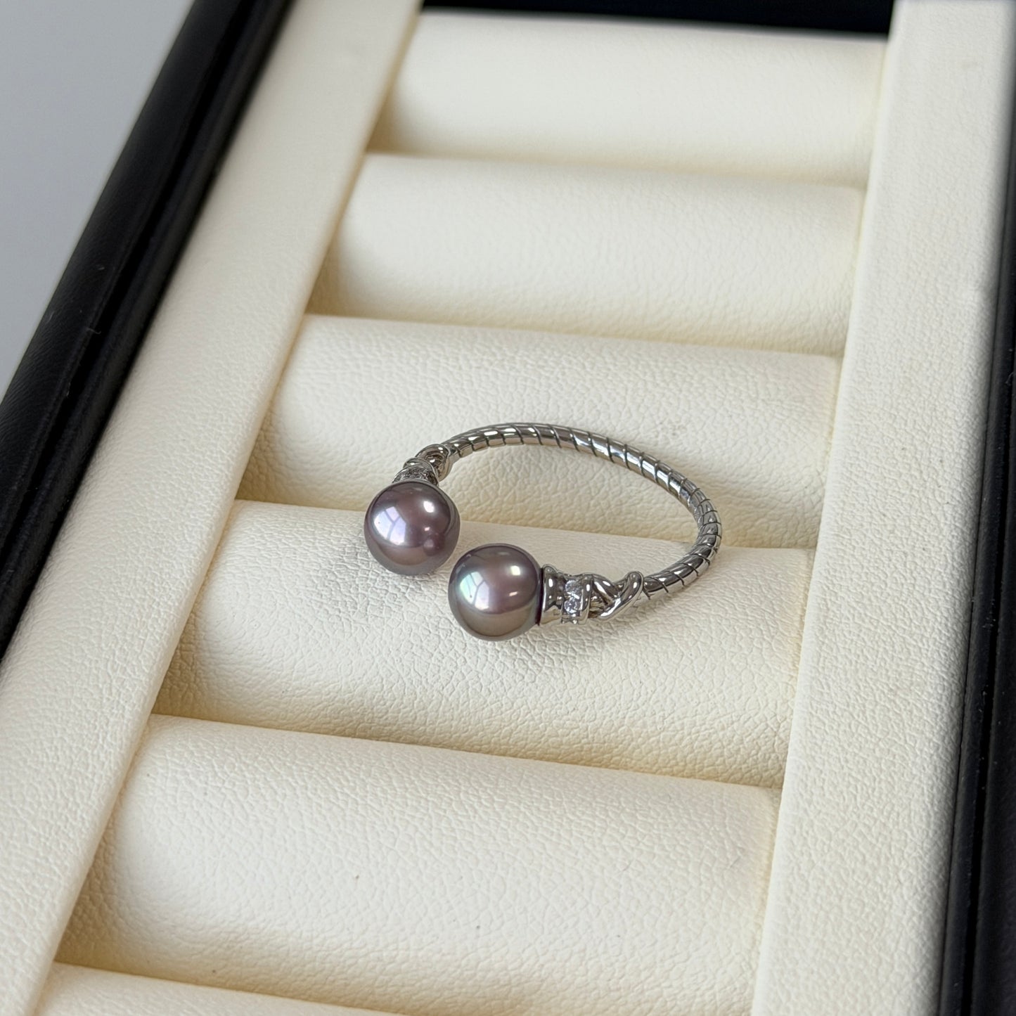 Rare Purple double pearl ring s925 simple timeless style