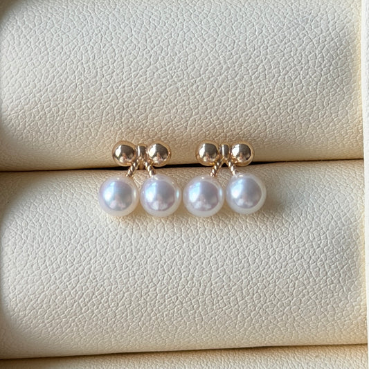 Super cute Cherry freshwater pearl earring studs 4.5mm s925