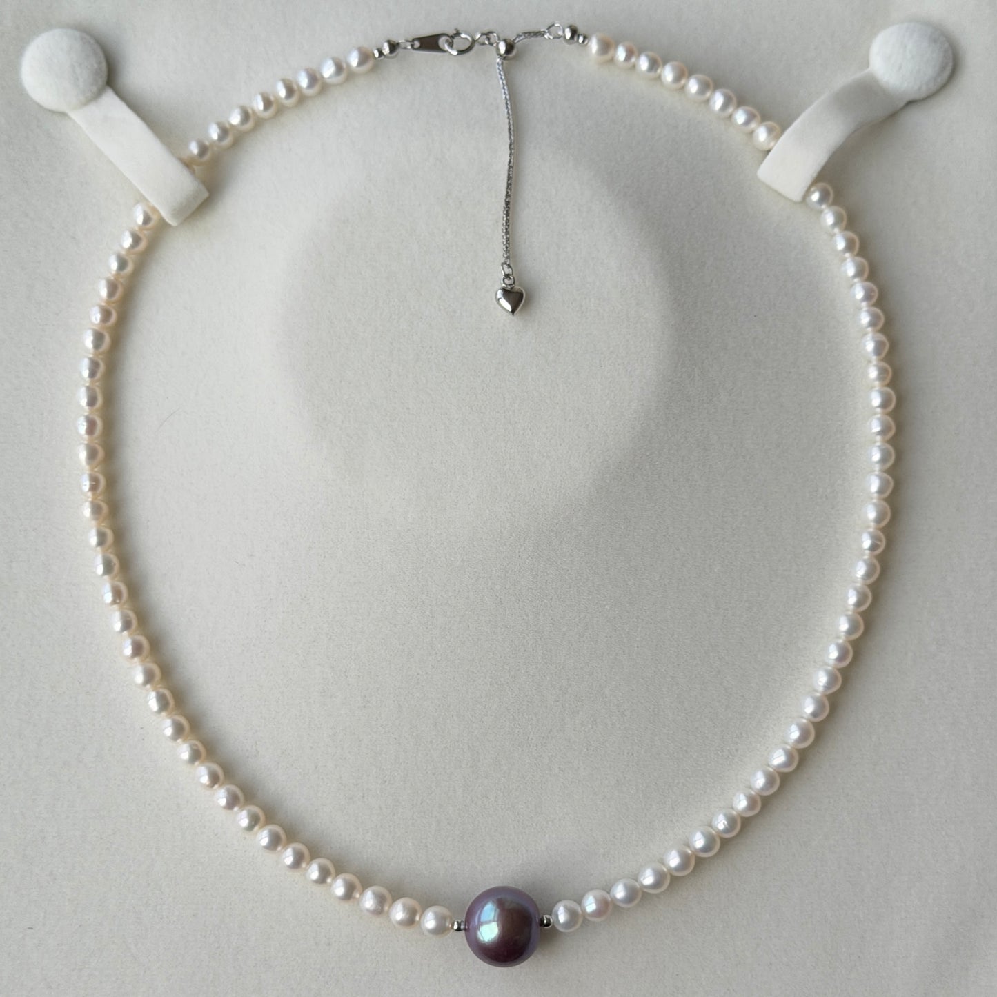 12.3mm Rare purple Edison pearl with 4-5mm white freshwater pearl Full Strand s925 16.5-18in