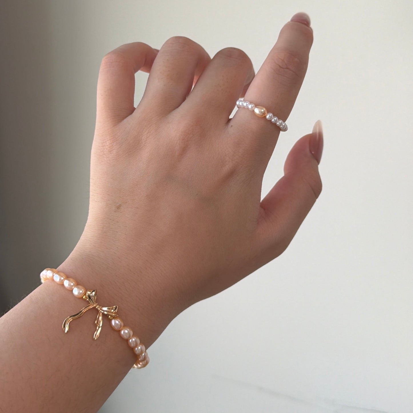 Deal Bow tie freshwater pearl ring set s925