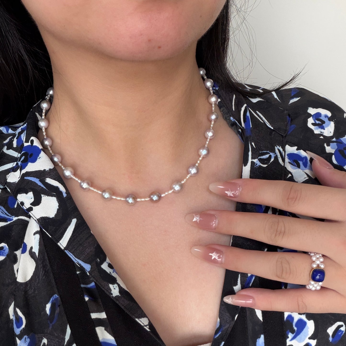 Deal Spring Monet color freshwater pearl necklace with freshwater Keshi s925