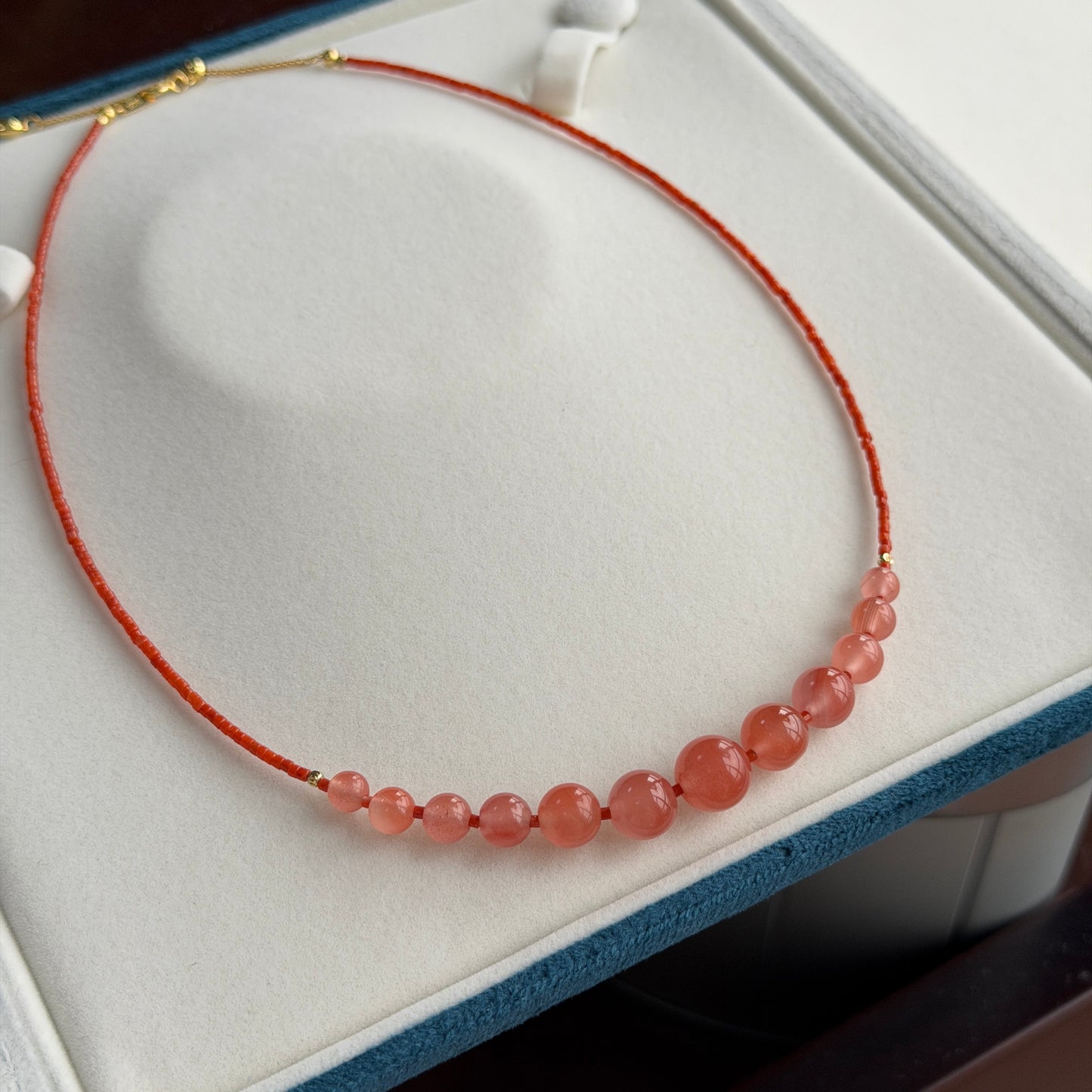 5-10mm Cherry jelly South Red Agate necklace s925