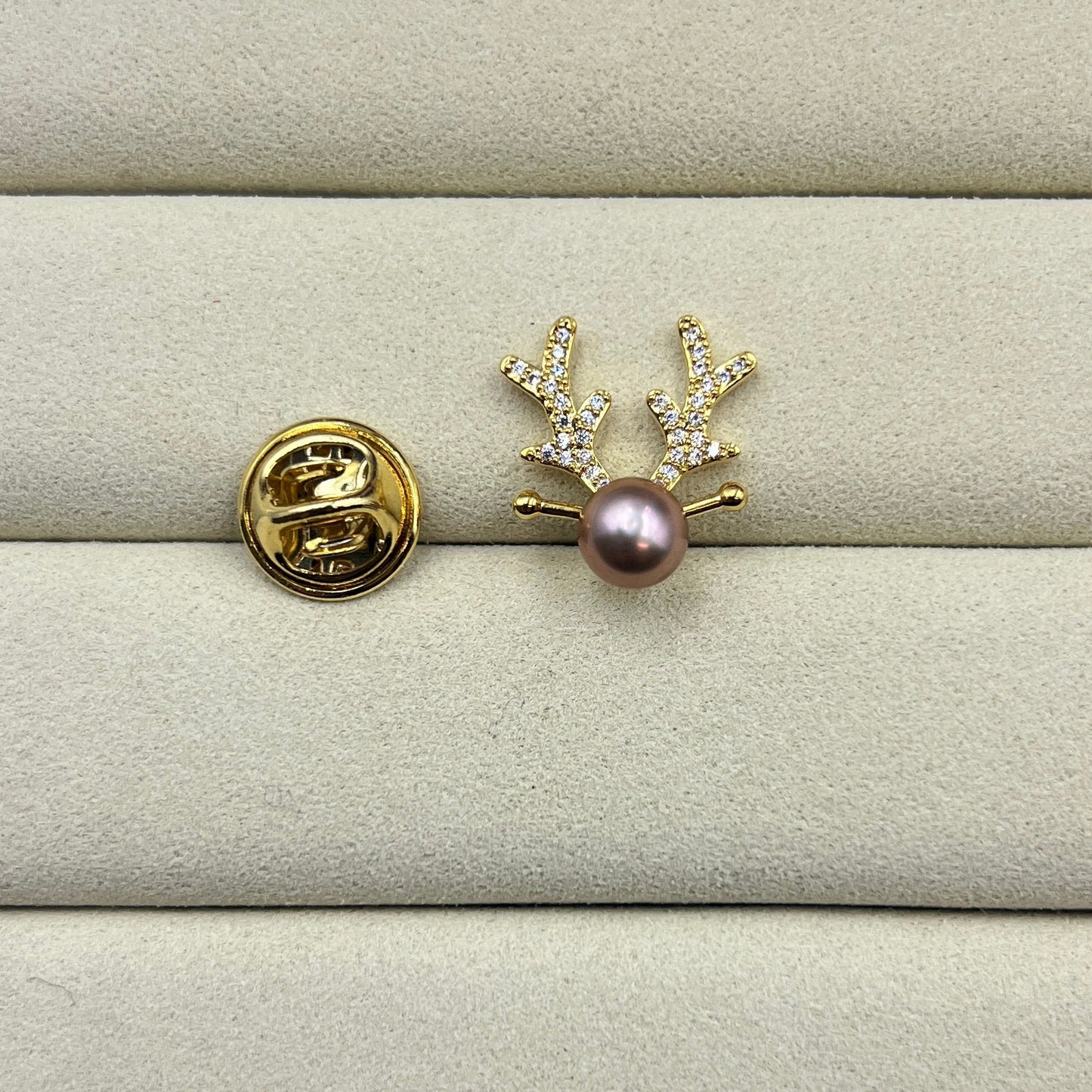 Purple Pearl Deer Brooch Pin