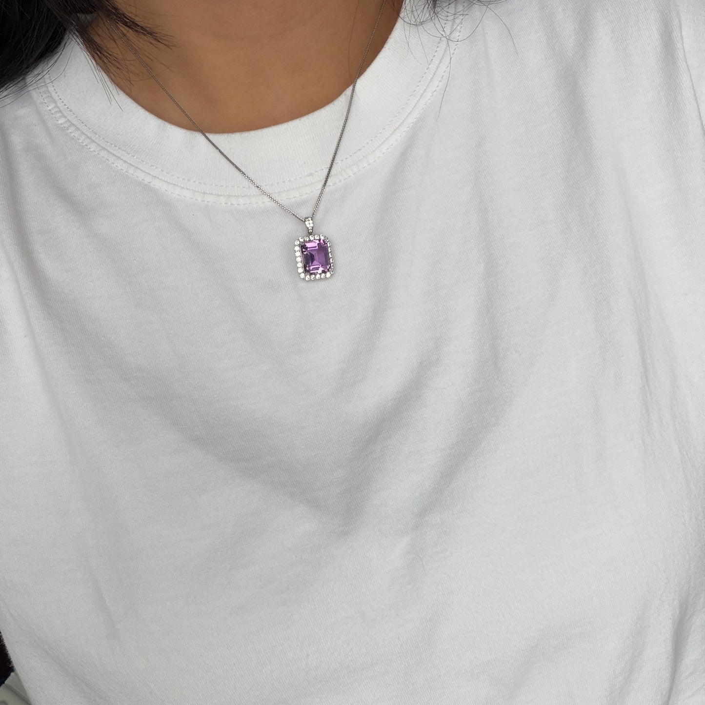 10*12mm 5ct Top clarity Amethyst luxury necklace s925 cz stone