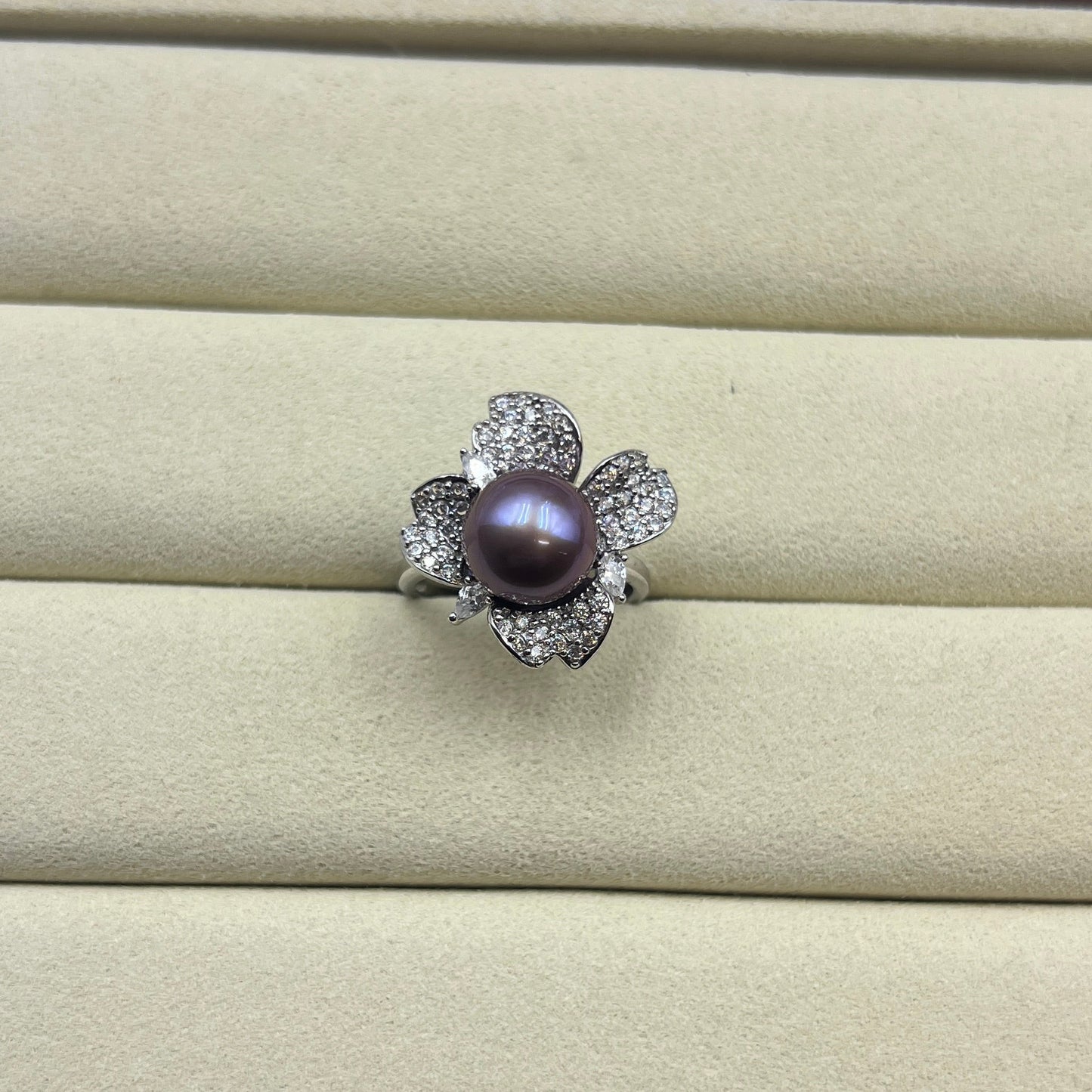 Blueberry Purple Pearl Ring s925 9–10mm