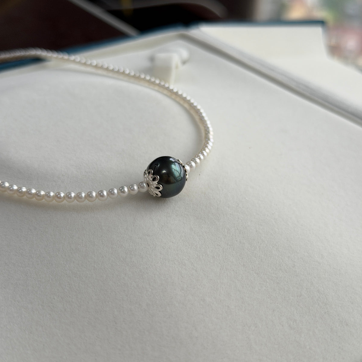 11mm Black Tahitian Pearl Green Luster lulu necklace s925