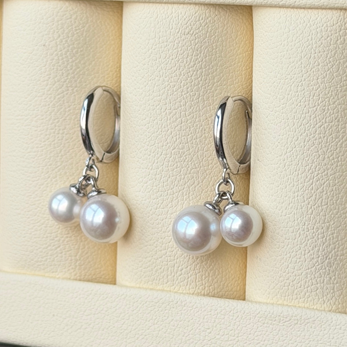 Double dangling style cute hoop earrings s925 5-6mm 7-8mm