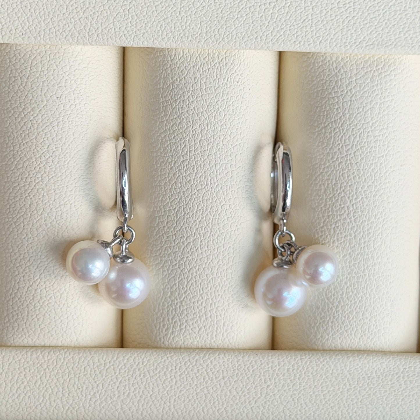 Double dangling style cute hoop earrings s925 5-6mm 7-8mm