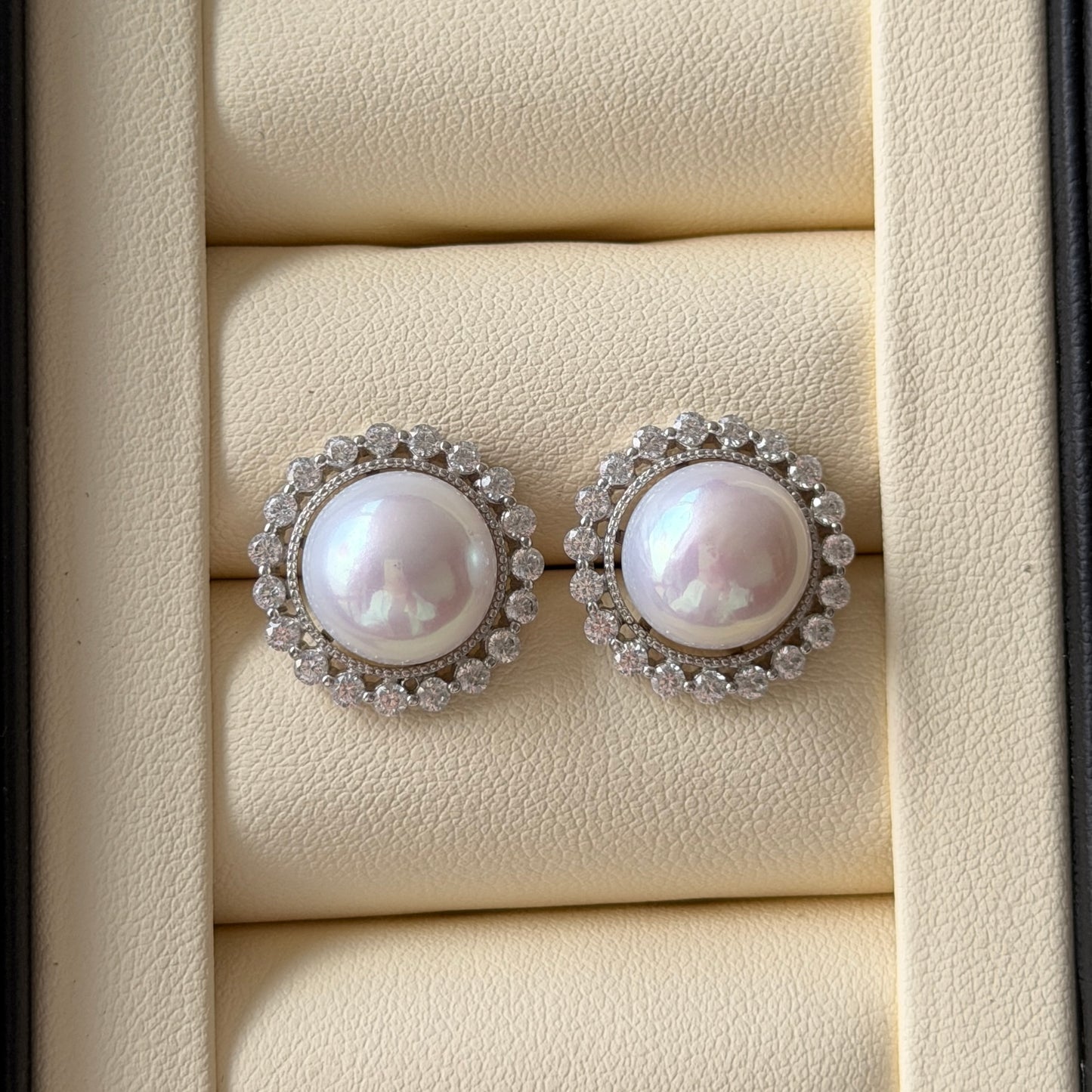 Luxury Sunflower Edison pearl earring studs 11-12mm s925